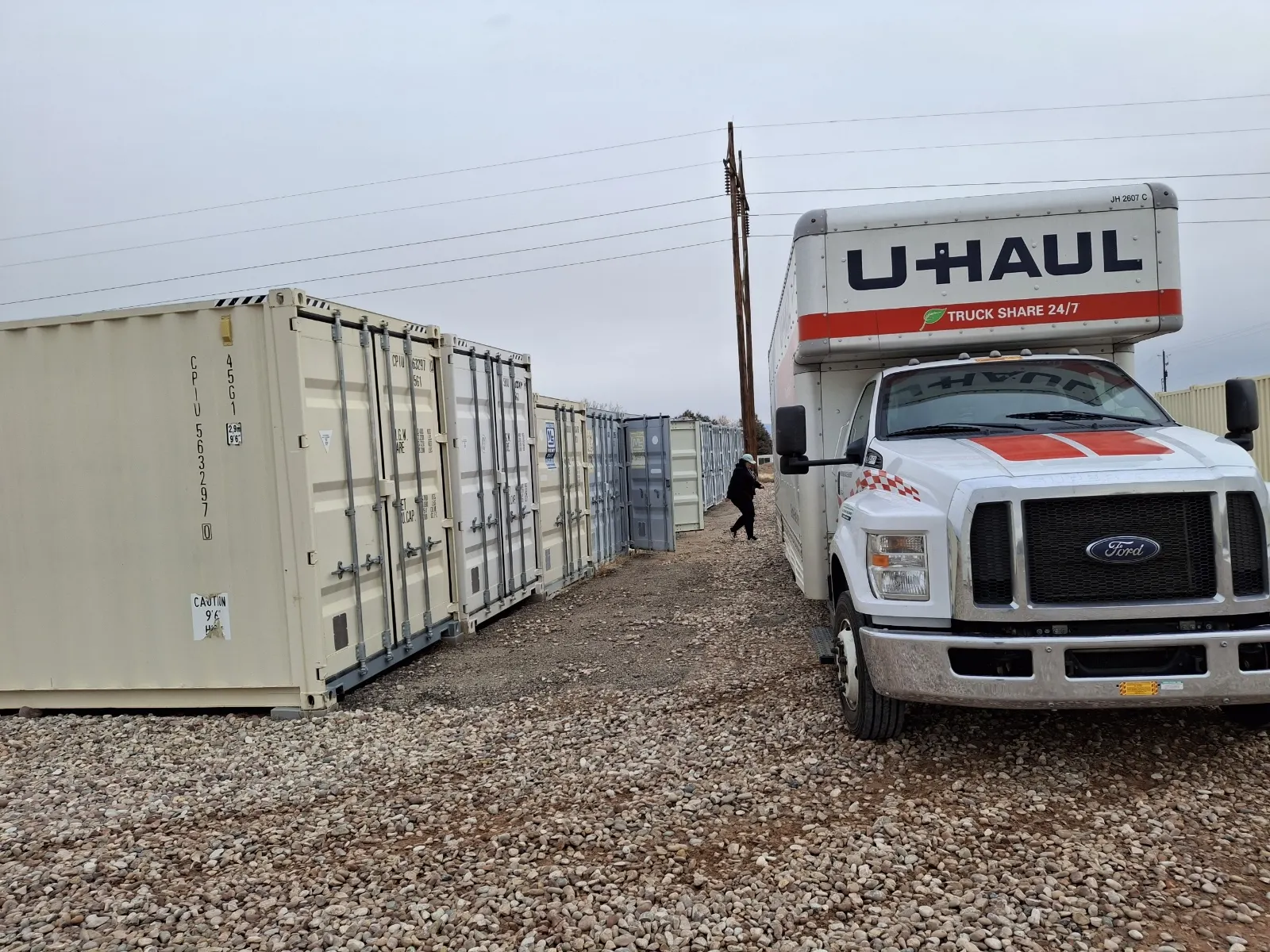 Rows of 40-foot steel shipping containers at Fort Knox Self Storage, Vernal Utah